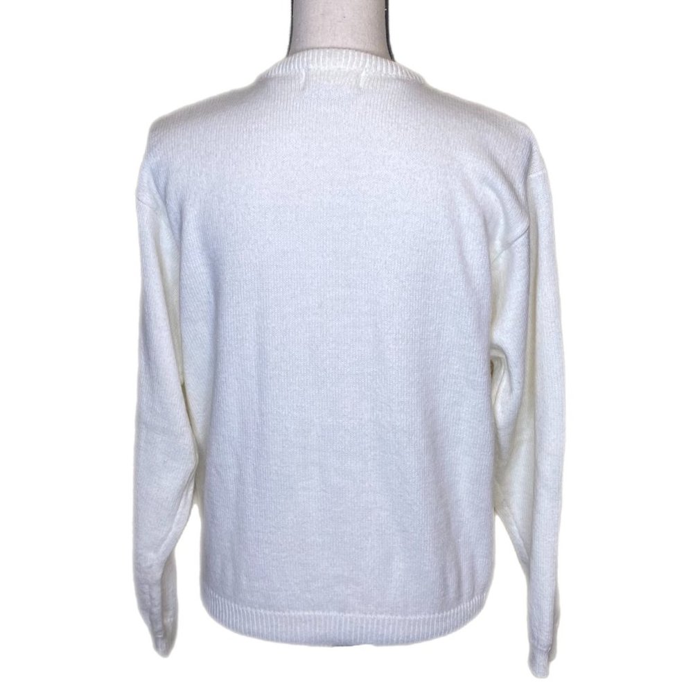 Alfred Dunner Womens Long Sleeve Cream Embellished Cardigan Sweater Size M - Picture 4 of 9